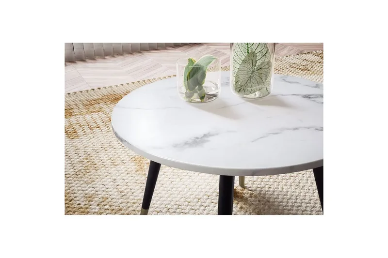 Sohvapöytä Wohnling marmori-ilme 60 cm pyöreä, moderni tyyli Marmori valkoinen - Marmori valkoinen - Huonekalut - Pöytä & ruokailuryhmä - Sohvapöytä