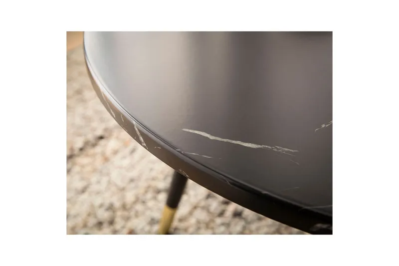 Sohvapöytä Wohnling marmori-ilme 60 cm pyöreä, moderni tyyli Musta marmori - Musta marmori - Huonekalut - Pöytä & ruokailuryhmä - Marmoripöydät
