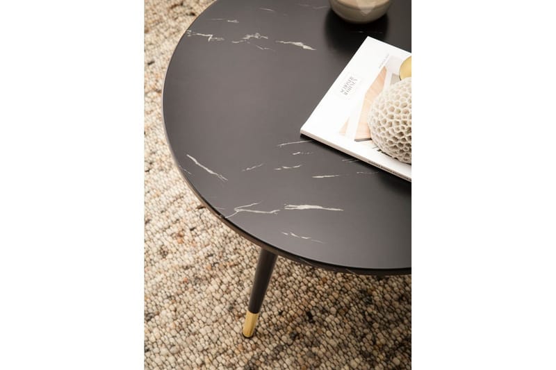 Sohvapöytä Wohnling marmori-ilme 60 cm pyöreä, moderni tyyli Musta marmori - Musta marmori - Huonekalut - Pöytä & ruokailuryhmä - Sohvapöytä