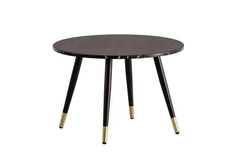 Sohvapöytä Wohnling marmori-ilme 60 cm pyöreä, moderni tyyli Musta marmori, Musta marmori