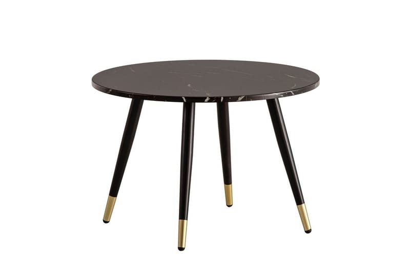 Sohvapöytä Wohnling marmori-ilme 60 cm pyöreä, moderni tyyli Musta marmori, Musta marmori