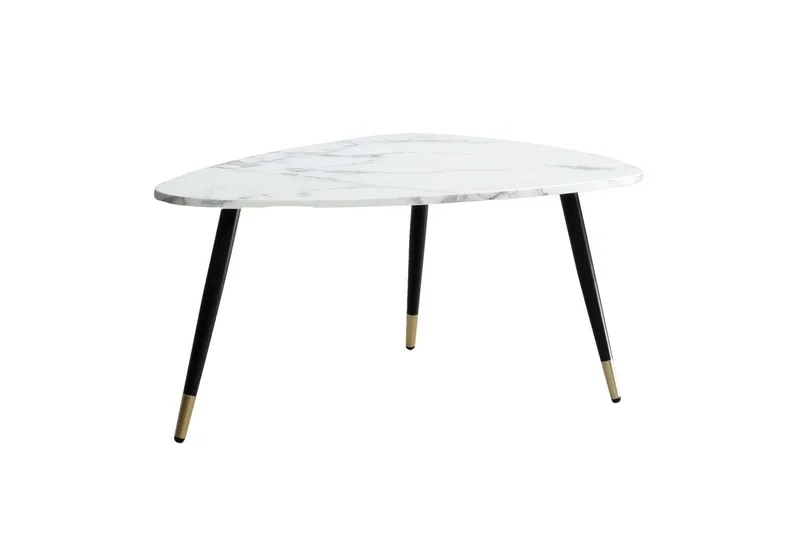 Sohvapöytä Wohnling marmorikuvio, 90 cm, kolmionmuotoinen, moderni tyyli Marmori valkoinen - Marmori valkoinen - Huonekalut - Pöytä & ruokailuryhmä - Sohvapöytä