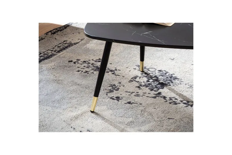 Sohvapöytä Wohnling marmorikuvio, 90 cm, kolmionmuotoinen, moderni tyyli Musta marmori - Musta marmori - Huonekalut - Pöytä & ruokailuryhmä - Marmoripöydät