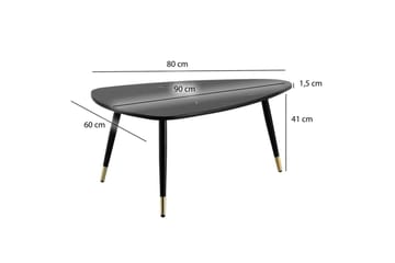 Sohvapöytä Wohnling marmorikuvio, 90 cm, kolmionmuotoinen, moderni tyyli Musta marmori - Musta marmori - Huonekalut - Pöytä & ruokailuryhmä - Marmoripöydät