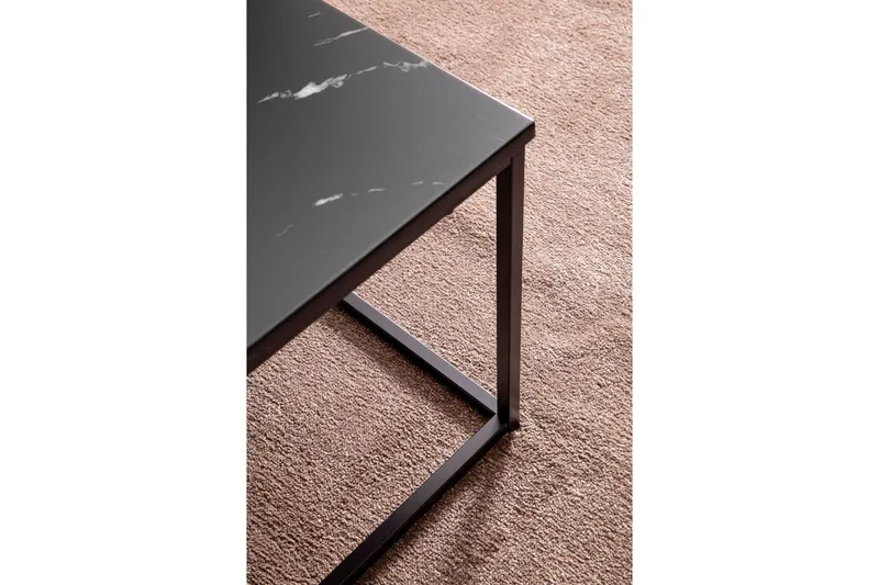 Sohvapöytä Wohnling marmorityyli, suorakaiteen muotoinen, elegantti, moderni tyyli Musta, musta marmori - Musta, musta marmori - Huonekalut - Pöytä & ruokailuryhmä - Sohvapöytä