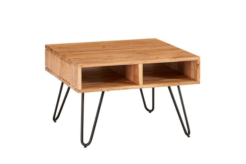 Sohvapöytä Wohnling Massiivipuu 60 cm neliö neljällä säilytyslokerikolla maalaismainen, undefined