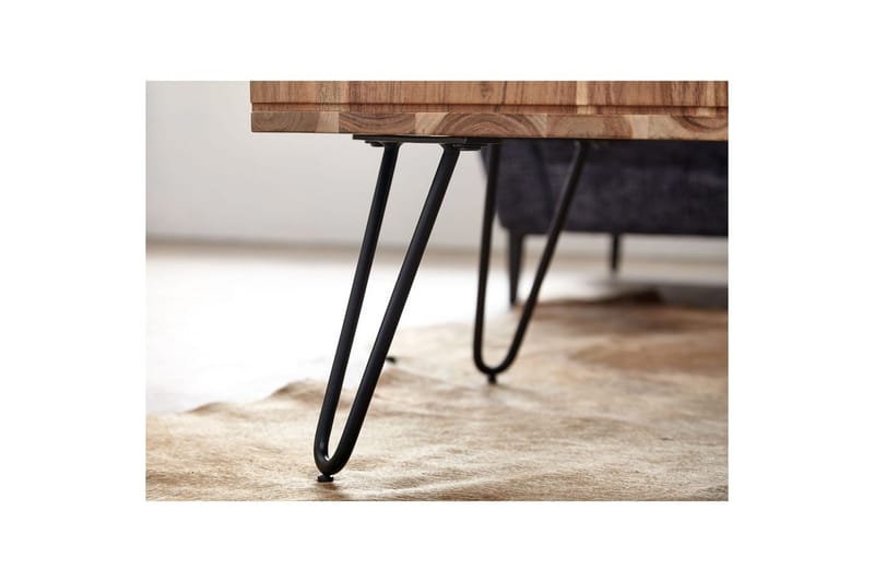 Sohvapöytä Wohnling Massiivipuu 60 cm neliö neljällä säilytyslokerikolla maalaismainen - Huonekalut - Pöytä & ruokailuryhmä - Sohvapöytä