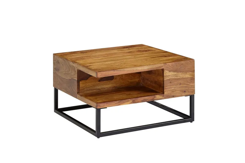 Sohvapöytä Wohnling Massiivipuu 60 cm neliö tarjottimen kanssa maalaismainen, undefined