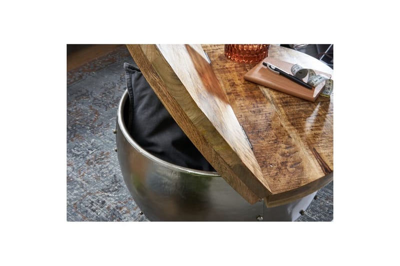 Sohvapöytä Wohnling Massiivipuu 60 cm Teollinen Nitottu Säilytystila - Huonekalut - Pöytä & ruokailuryhmä - Sohvapöytä