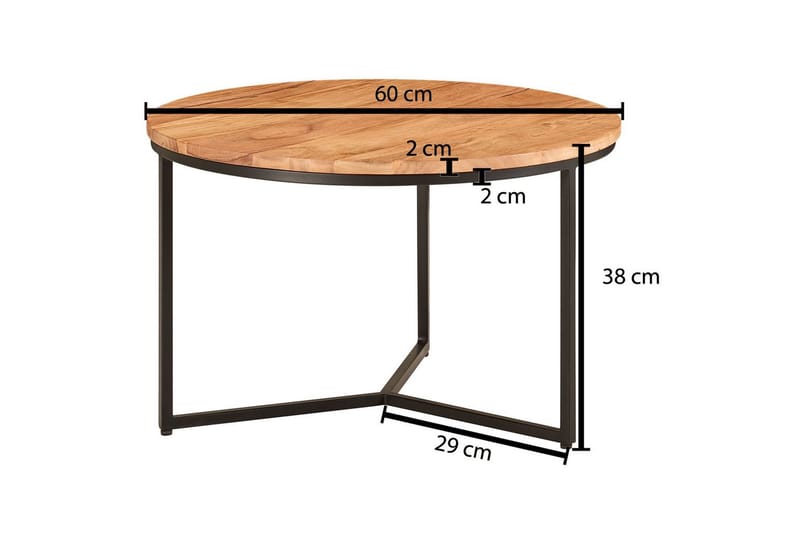 Sohvapöytä Wohnling Massiivipuu 60 cm Pyöreä Moderni - Huonekalut - Pöytä & ruokailuryhmä - Sohvapöytä