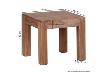 Sohvapöytä Wohnling Massiivipuu Maalaistalo Klassinen Käsintehty 45x45 cm, Akaasia - 45x45 cm, Akaasia - Huonekalut - Pöytä & ruokailuryhmä - Sohvapöytä
