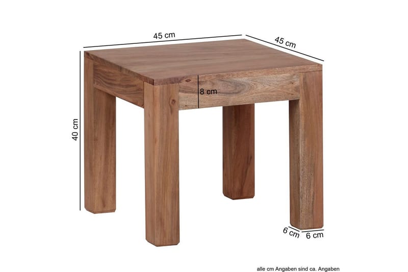 Sohvapöytä Wohnling Massiivipuu Maalaistalo Klassinen Käsintehty 45x45 cm, Akaasia - 45x45 cm, Akaasia - Huonekalut - Pöytä & ruokailuryhmä - Sohvapöytä