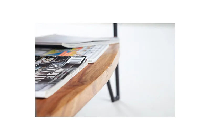 Sohvapöytä Wohnling Massiivipuu suorakulmainen tarjottimella maalaistyyli metallijalat - Huonekalut - Pöytä & ruokailuryhmä - Sohvapöytä