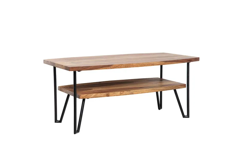 Sohvapöytä Wohnling Massiivipuu suorakulmainen tarjottimella maalaistyyli metallijalat, undefined