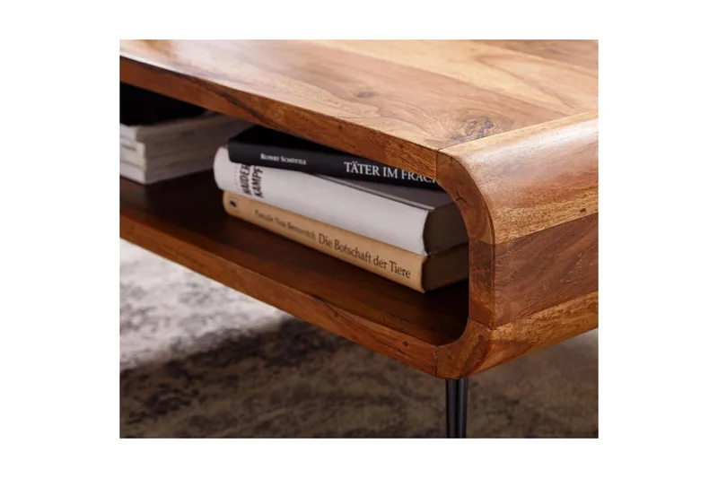 Sohvapöytä Wohnling Massiivipuu suorakulmainen pyöristetyt kulmat maalaistyyli - Huonekalut - Pöytä & ruokailuryhmä - Sohvapöytä