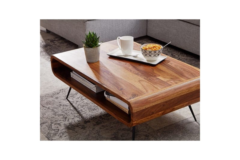 Sohvapöytä Wohnling Massiivipuu suorakulmainen pyöristetyt kulmat maalaistyyli - Huonekalut - Pöytä & ruokailuryhmä - Sohvapöytä