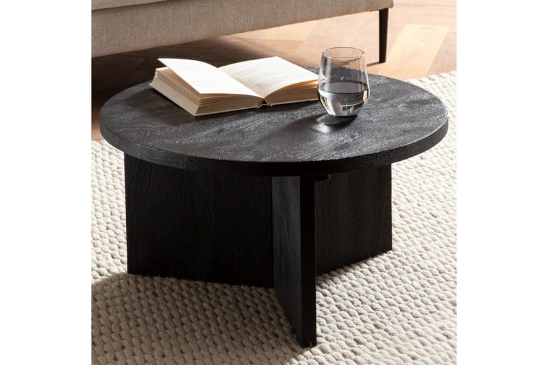 Sohvapöytä Wohnling Massiivipuu pyöreä 60 cm klassinen jalusta maalaistyyli - Huonekalut - Pöytä & ruokailuryhmä - Sohvapöytä