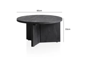 Sohvapöytä Wohnling Massiivipuu pyöreä 60 cm klassinen jalusta maalaistyyli - Huonekalut - Pöytä & ruokailuryhmä - Sohvapöytä