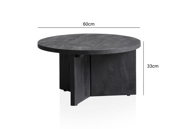 Sohvapöytä Wohnling Massiivipuu pyöreä 60 cm klassinen jalusta maalaistyyli - Huonekalut - Pöytä & ruokailuryhmä - Sohvapöytä