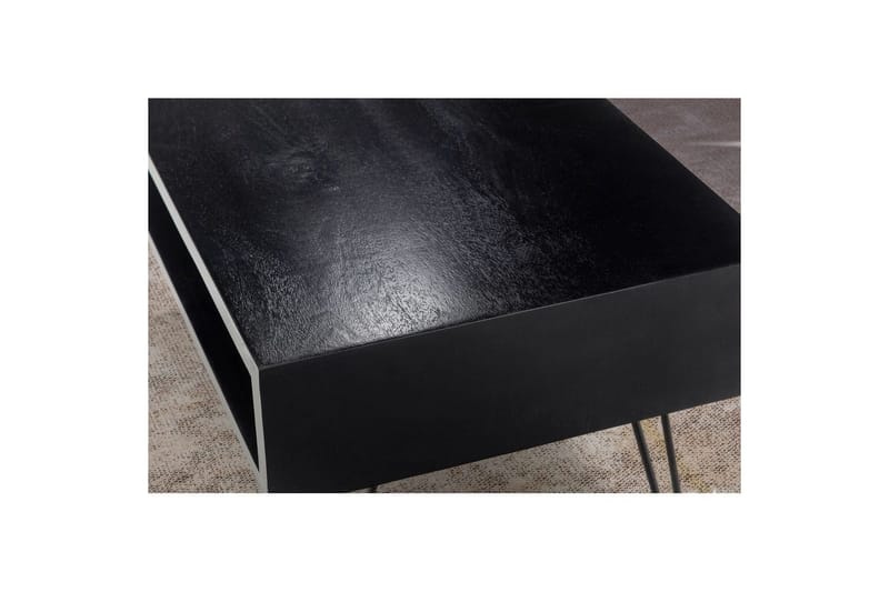 Sohvapöytä Wohnling massiivipuuta suorakaide isolla säilytystilalla, maalaismainen tyyli Musta - Musta - Huonekalut - Pöytä & ruokailuryhmä - Sohvapöytä