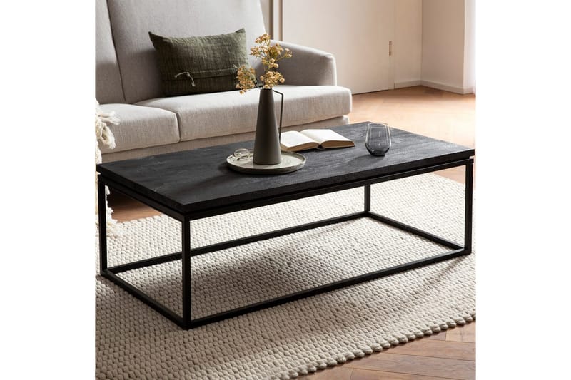 Sohvapöytä Wohnling massivipuuta, metallinen klassinen runko, moderni tyyli 120x60x40 cm - 120x60x40 cm - Huonekalut - Pöytä & ruokailuryhmä - Sohvapöytä