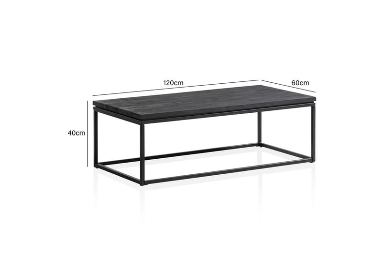 Sohvapöytä Wohnling massivipuuta, metallinen klassinen runko, moderni tyyli 120x60x40 cm - 120x60x40 cm - Huonekalut - Pöytä & ruokailuryhmä - Sohvapöytä