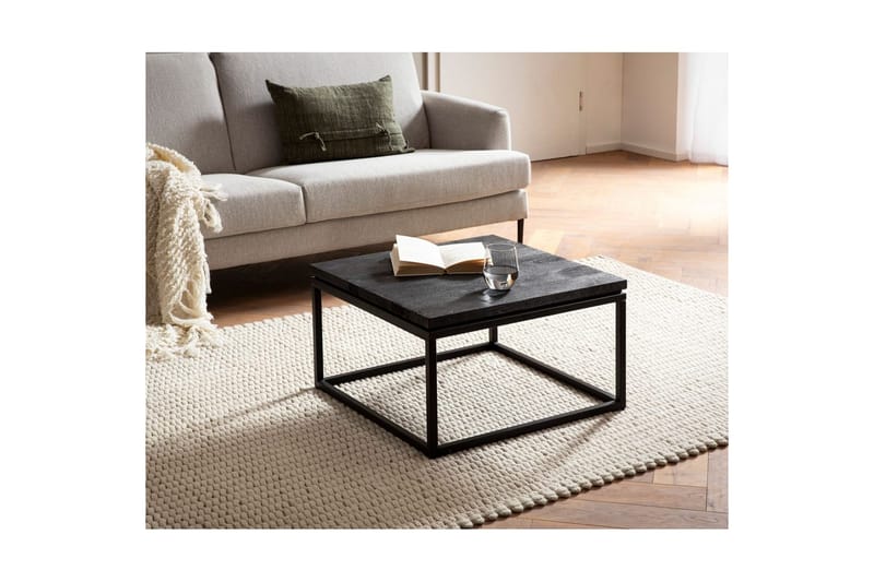 Sohvapöytä Wohnling massivipuuta, metallinen klassinen runko, moderni tyyli 60x60x35 cm - 60x60x35 cm - Huonekalut - Pöytä & ruokailuryhmä - Sohvapöytä