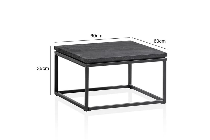 Sohvapöytä Wohnling massivipuuta, metallinen klassinen runko, moderni tyyli 60x60x35 cm - 60x60x35 cm - Huonekalut - Pöytä & ruokailuryhmä - Sohvapöytä