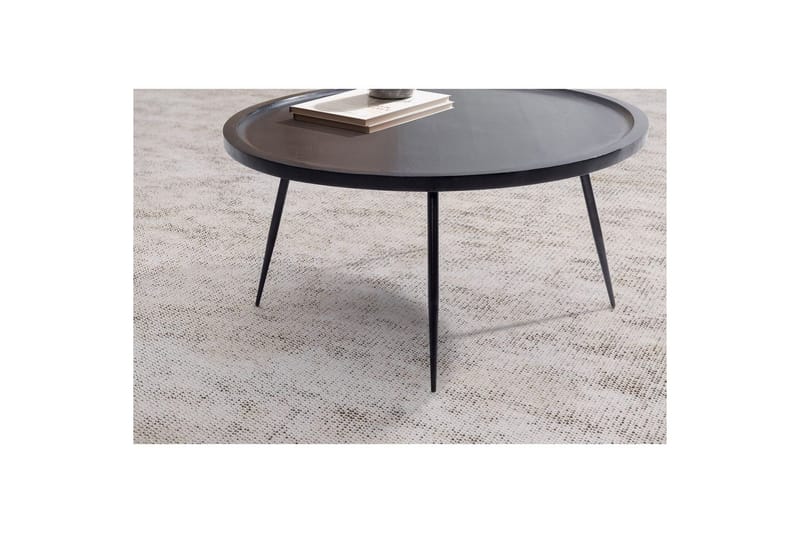 Sohvapöytä Wohnling massivipuuta, pyöreä 75 cm neulajaloilla, maalaismainen tyyli Musta - Musta - Huonekalut - Pöytä & ruokailuryhmä - Sohvapöytä