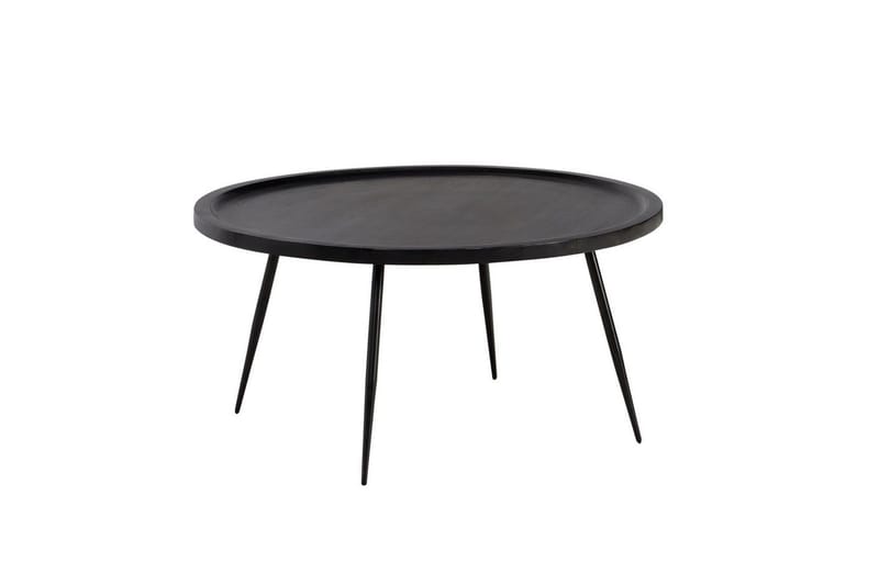 Sohvapöytä Wohnling massivipuuta, pyöreä 75 cm neulajaloilla, maalaismainen tyyli Musta, Musta