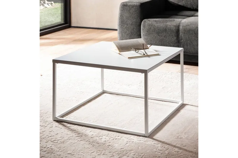 Sohvapöytä Wohnling metallinen neliö, moderni tyyli Valkoinen - Valkoinen - Huonekalut - Pöytä & ruokailuryhmä - Sohvapöytä