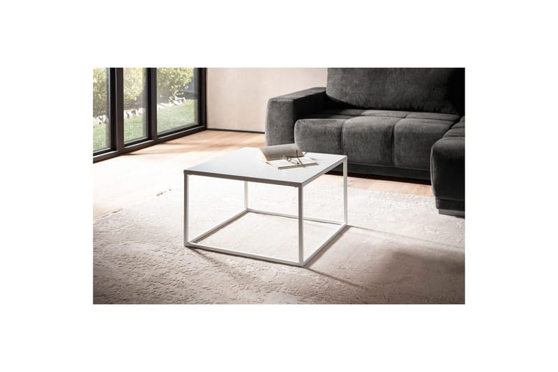 Sohvapöytä Wohnling metallinen neliö, moderni tyyli Valkoinen - Valkoinen - Huonekalut - Pöytä & ruokailuryhmä - Sohvapöytä
