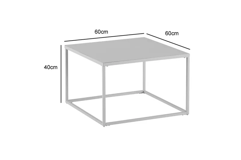 Sohvapöytä Wohnling metallinen neliö, moderni tyyli Valkoinen - Valkoinen - Huonekalut - Pöytä & ruokailuryhmä - Sohvapöytä