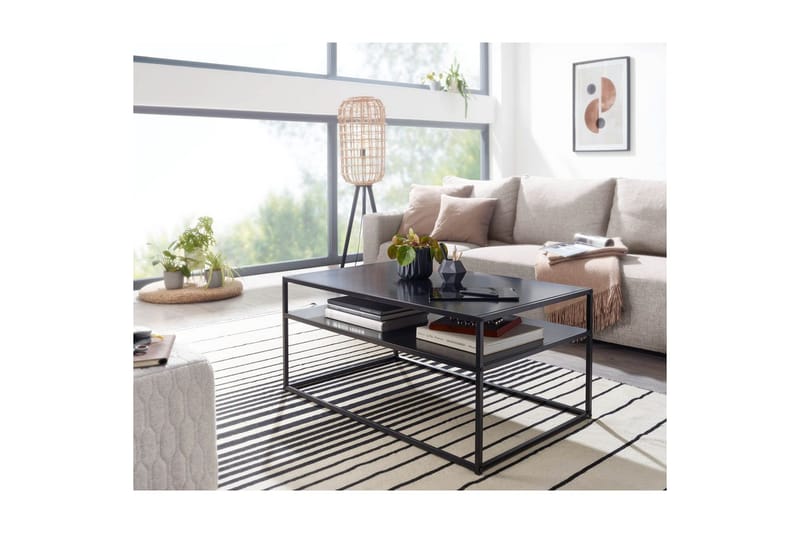 Sohvapöytä Wohnling metallinen suorakulmio, jossa tarjotin, moderni tyyli Musta - Musta - Huonekalut - Pöytä & ruokailuryhmä - Sohvapöytä
