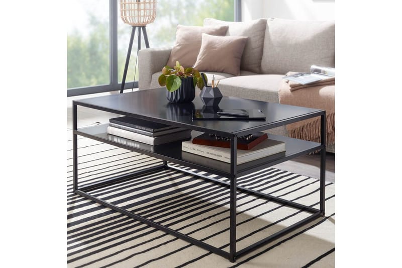 Sohvapöytä Wohnling metallinen suorakulmio, jossa tarjotin, moderni tyyli Musta - Musta - Huonekalut - Pöytä & ruokailuryhmä - Sohvapöytä