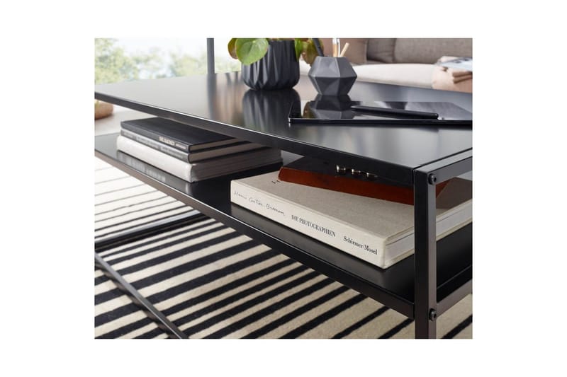 Sohvapöytä Wohnling metallinen suorakulmio, jossa tarjotin, moderni tyyli Musta - Musta - Huonekalut - Pöytä & ruokailuryhmä - Sohvapöytä