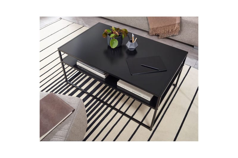 Sohvapöytä Wohnling metallinen suorakulmio, jossa tarjotin, moderni tyyli Musta - Musta - Huonekalut - Pöytä & ruokailuryhmä - Sohvapöytä