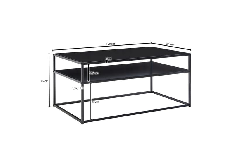 Sohvapöytä Wohnling metallinen suorakulmio, jossa tarjotin, moderni tyyli Musta - Musta - Huonekalut - Pöytä & ruokailuryhmä - Sohvapöytä