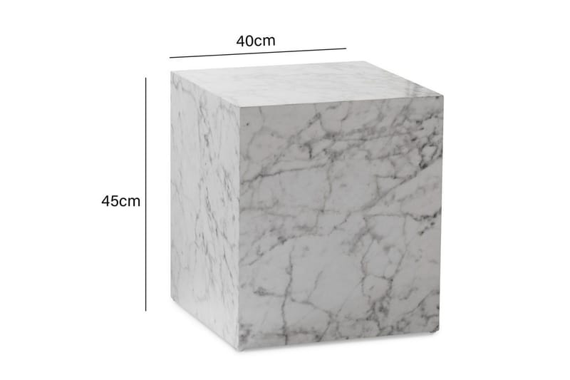 Sohvapöytä Wohnling MONOBLOC marmoriefekti 40x40x45 cm, moderni tyyli Marmori valkoinen - Marmori valkoinen - Huonekalut - Pöytä & ruokailuryhmä - Sohvapöytä