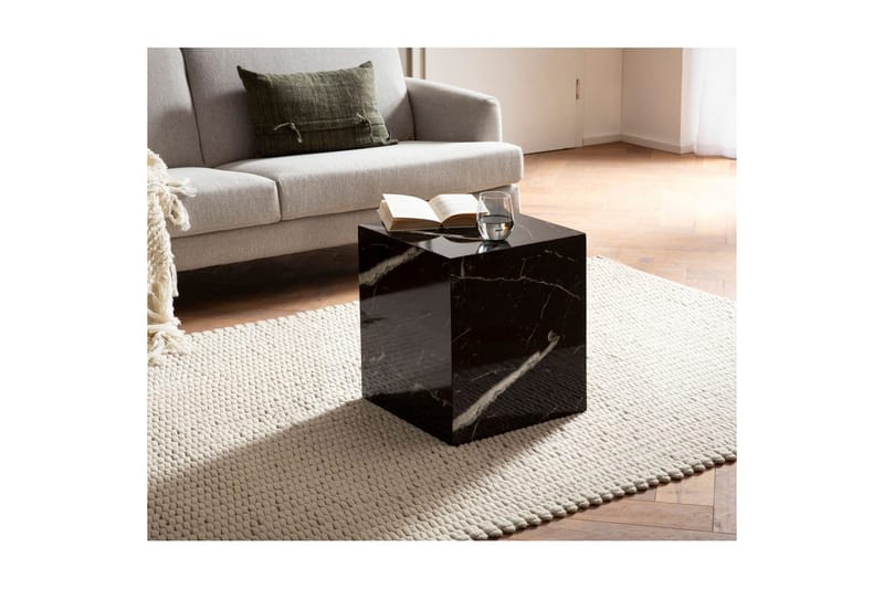Sohvapöytä Wohnling MONOBLOC marmoriefekti 40x40x45 cm, moderni tyyli Musta marmori - Musta marmori - Huonekalut - Pöytä & ruokailuryhmä - Sohvapöytä