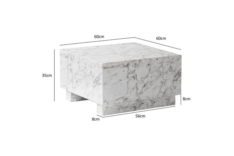 Sohvapöytä Wohnling MONOBLOC moderni ulkonäkö, 60x60x35 cm, jalakset Marmori valkoinen - Marmori valkoinen - Huonekalut - Pöytä & ruokailuryhmä - Sohvapöytä