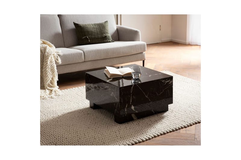 Sohvapöytä Wohnling MONOBLOC moderni ulkonäkö, 60x60x35 cm, jalakset Musta marmori - Musta marmori - Huonekalut - Pöytä & ruokailuryhmä - Marmoripöydät