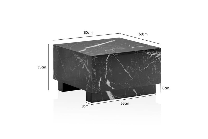 Sohvapöytä Wohnling MONOBLOC moderni ulkonäkö, 60x60x35 cm, jalakset Musta marmori - Musta marmori - Huonekalut - Pöytä & ruokailuryhmä - Sohvapöytä