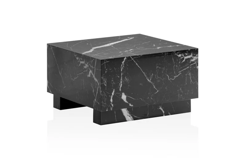 Sohvapöytä Wohnling MONOBLOC moderni ulkonäkö, 60x60x35 cm, jalakset Musta marmori, Musta marmori