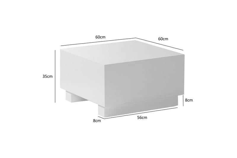 Sohvapöytä Wohnling MONOBLOC moderni ulkonäkö, 60x60x35 cm, jalakset Valkoinen - Valkoinen - Huonekalut - Pöytä & ruokailuryhmä - Sohvapöytä