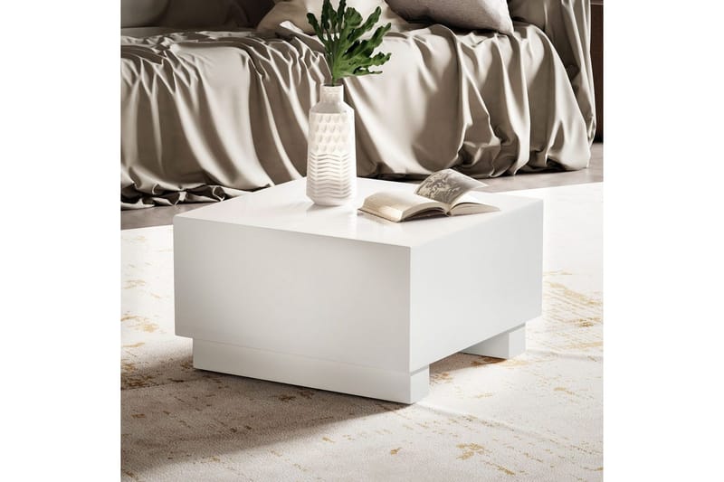 Sohvapöytä Wohnling MONOBLOC moderni ulkonäkö, 60x60x35 cm, jalakset Valkoinen - Valkoinen - Huonekalut - Pöytä & ruokailuryhmä - Sohvapöytä