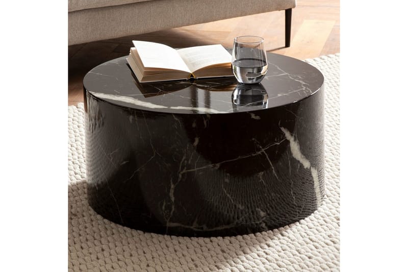 Sohvapöytä Wohnling MONOBLOC pyöreä 60 cm, moderni tyyli Musta marmori - Musta marmori - Huonekalut - Pöytä & ruokailuryhmä - Sohvapöytä