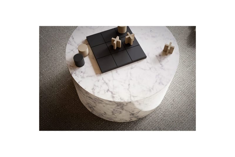 Sohvapöytä Wohnling MONOBLOC pyöreä 60 cm, moderni tyyli Marmori valkoinen - Marmori valkoinen - Huonekalut - Pöytä & ruokailuryhmä - Marmoripöydät
