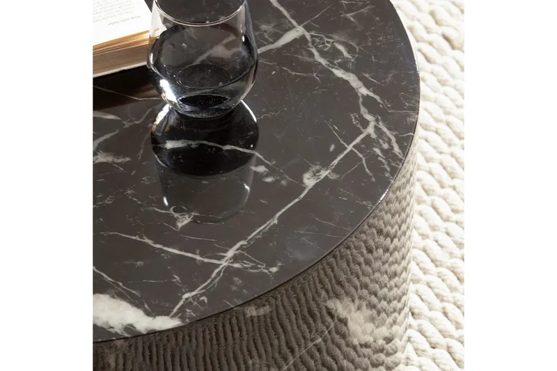 Sohvapöytä Wohnling MONOBLOC pyöreä 60 cm, moderni tyyli Musta marmori - Musta marmori - Huonekalut - Pöytä & ruokailuryhmä - Marmoripöydät