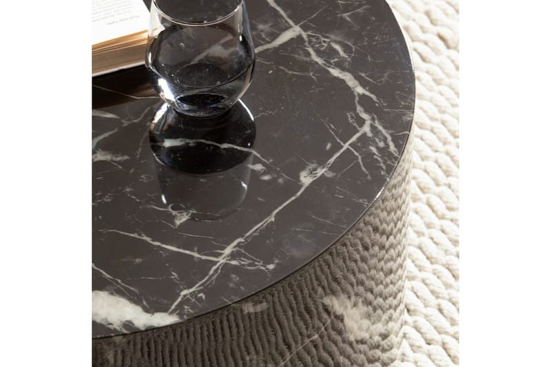 Sohvapöytä Wohnling MONOBLOC pyöreä 60 cm, moderni tyyli Musta marmori - Musta marmori - Huonekalut - Pöytä & ruokailuryhmä - Sohvapöytä